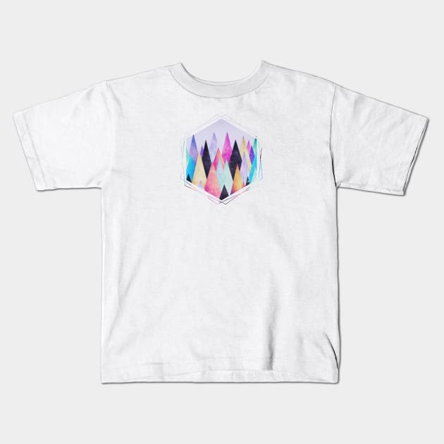 Colorful Abstract Geometric Triangle Peak Wood's Kids T-Shirt by badbugs